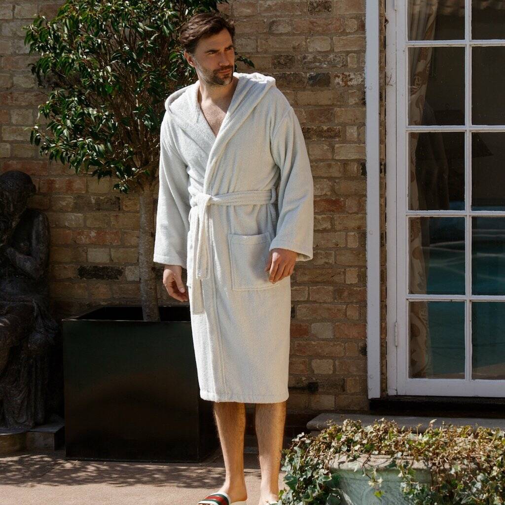 Hooded Nua Men's Heavyweight Cotton Dressing Gown, 1 of 5