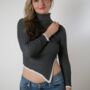 Grey Knitted Turtleneck Pullover Sweater, thumbnail 4 of 4