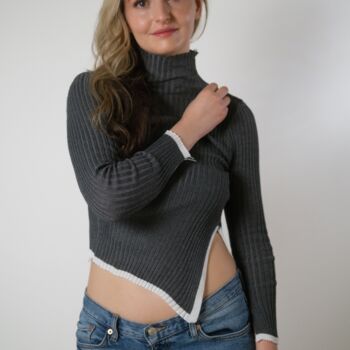 Grey Knitted Turtleneck Pullover Sweater, 4 of 4