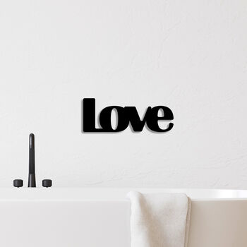 'Black Love Text Wall Art Sign – Home Decor, Modern Love Sign, Stylish Black Wall Art, Elegant Love Quote Sign, Contemporary Home Wall Decor, Inspirational Love Sign', 2 of 4