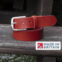 Premium Handmade Mens Leather Belt Red 35mm Wide, thumbnail 1 of 9