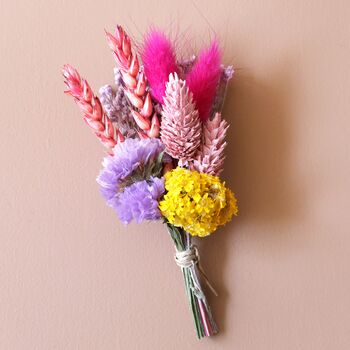 Rainbow Brights Dried Flower Buttonhole, 2 of 4