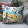 Hare Print Countryside Decorative Cushion For Nature Lovers, thumbnail 1 of 8