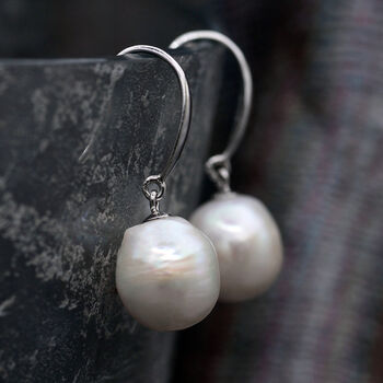 Baroque Pearl Sterling Silver Hook Earrings, 10 of 12