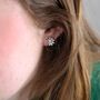 Sterling Silver And Yellow Gold Daisy Flower Stud Earrings, thumbnail 5 of 8