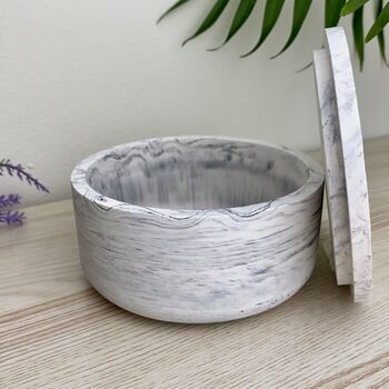 Grey Marbled Wide Smooth Storage Pot With Lid, 2 of 7