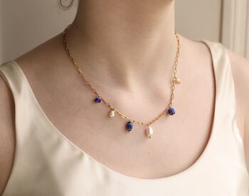 Blue Delft Glass And Pearl Charm Necklace, 5 of 8