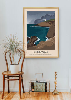 Cornwall Aonb Travel Poster Art Print, 5 of 8