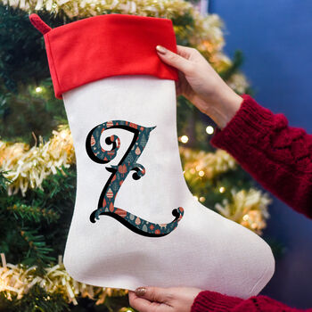 Personalised Initial Luxury Christmas Stocking Nordic, 8 of 8