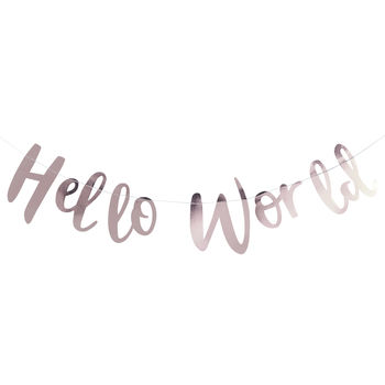 Rose Gold Hello World Baby Shower Bunting Banner, 2 of 3