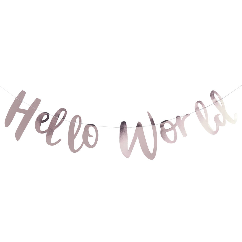 rose gold hello  world  baby shower bunting banner by ginger 