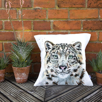 Inky Snow Leopard Large Luxury Cushion And Pad, 3 of 4