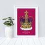 King Charles Coronation Crown Magenta Art Print, thumbnail 1 of 8
