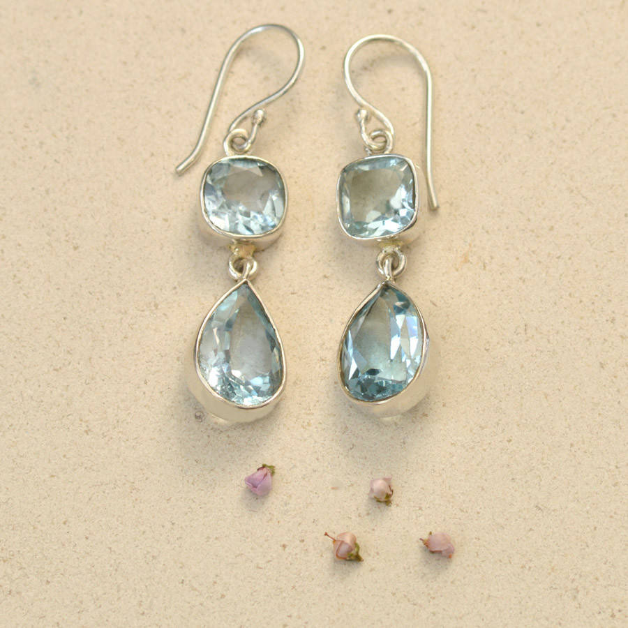 Blue Topaz And Silver Cocktail Earrings By TigerLily Jewellery ...