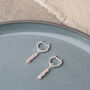 Linear Huggie Pink Opal October Birthstone Earrings, thumbnail 2 of 7