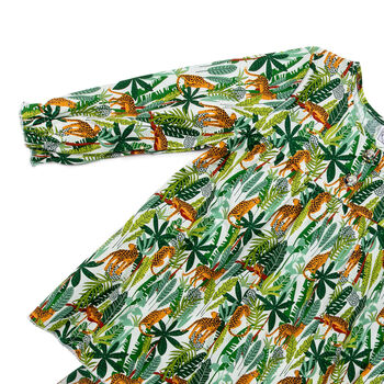 Grisl Cotton Pyjama Set Lazy Leopard / Jungle Print, 4 of 7