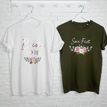 Bride To Be Floral And Rose Gold T Shirt, 2 of 3