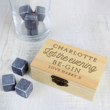 Personalised Let The Evening Be Gin Cooling Stones Set, 3 of 5