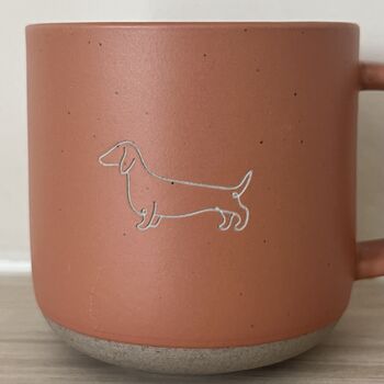 Dachshund Engraved Orange Ceramic Tea/ Coffee Mug, 6 of 6