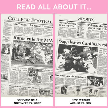 Colorado State Rams College Football Personalised Newspaper History Book, 10 of 12