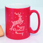 Personalised Pink Reindeer Christmas Mug, thumbnail 5 of 5
