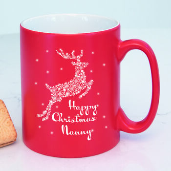 Personalised Pink Reindeer Christmas Mug, 5 of 5