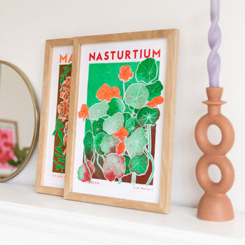 Nasturtium Botanical Illustration Riso Print, 2 of 9