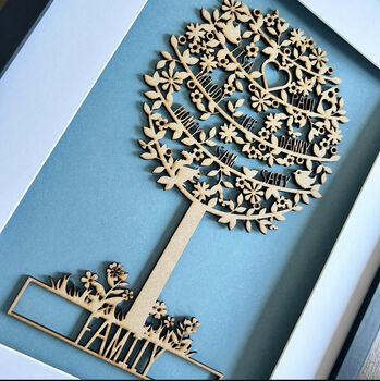 Personalised A4 Mdf Floral Family Tree Optional Style, Frame And Colours, 2 of 6