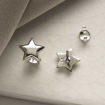 Sterling Silver Polished Star Studs, 3 of 8