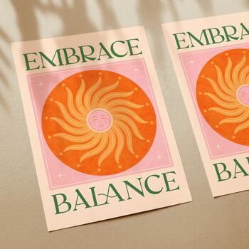 Embrace Balance, Bohemian Celestial Sun Yoga Meditation Art Poster, 2 of 3