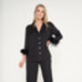 Luxury Black Feather Silky Pyjama Set, thumbnail 3 of 12