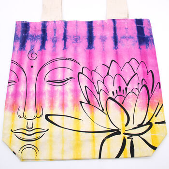Pink Buddha Tye Dye Cotton Tote Bag, 4 of 4