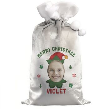 Personalised Photo Upload Elf Christmas Sack, 3 of 4