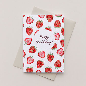 Strawberry Birthday Watercolour Greeting Card, 2 of 2