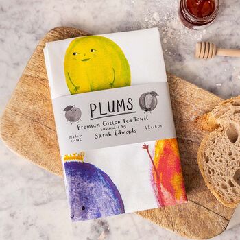 'Plums' Illustrated Food Tea Towel, 2 of 4