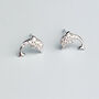 Sterling Silver Crystal Dolphin Stud Earrings, thumbnail 3 of 5