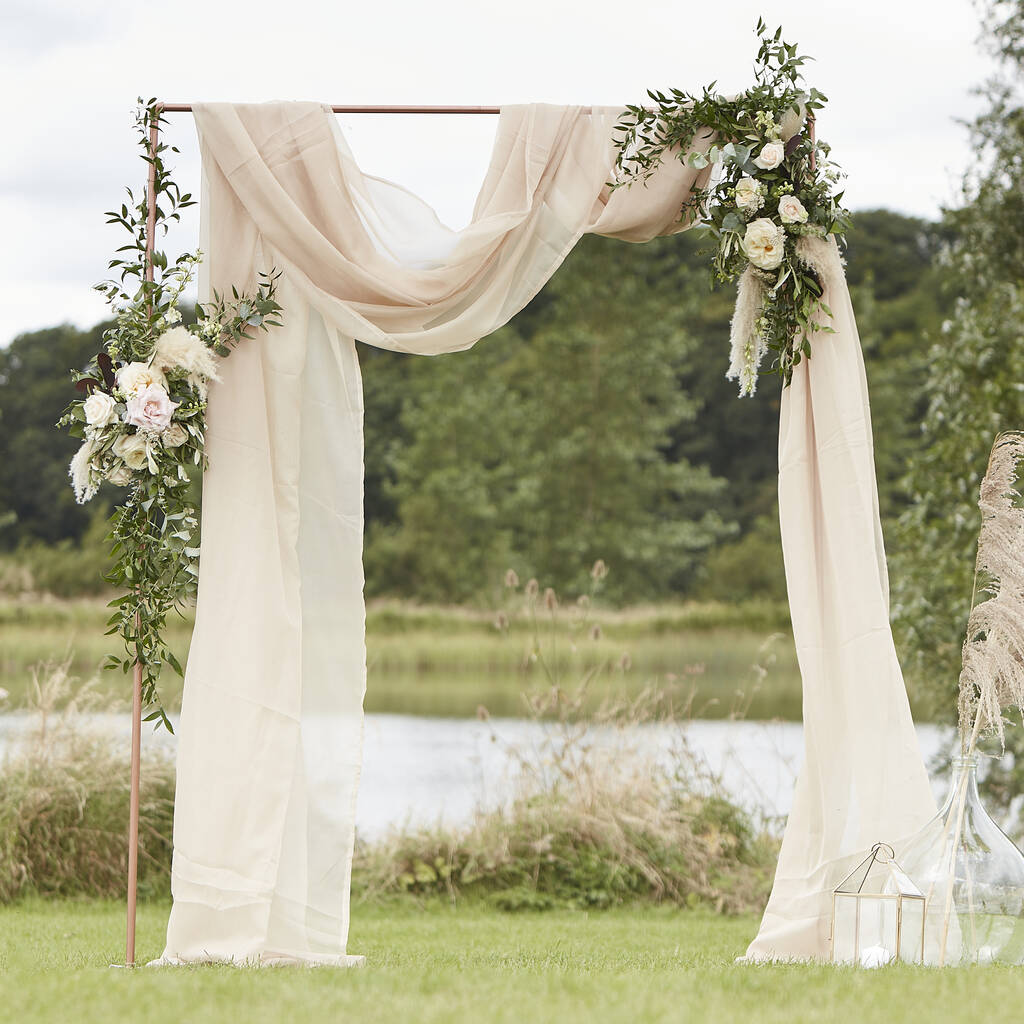 Taupe Draping Fabric Wedding Backdrop, 1 of 4