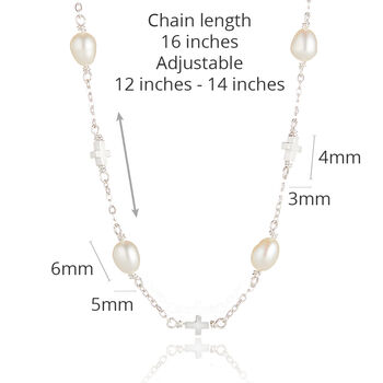 Sterling Silver Holy Communion Pearl Cross Necklace, 2 of 4