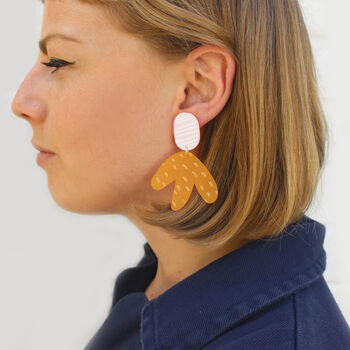Yellow Abstract Style Acrylic Earring, 3 of 5