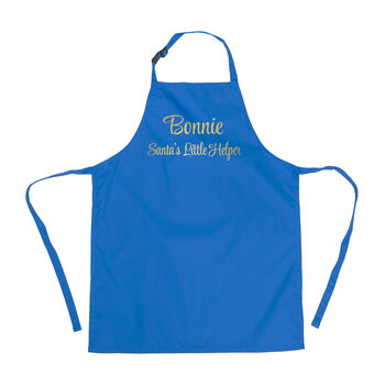 Personalised Santa's Helper Kids Blue Waterproof Apron, 10 of 11