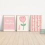 Personalised Affirmation Pink Floral Wall Print Set Of Three, thumbnail 1 of 5