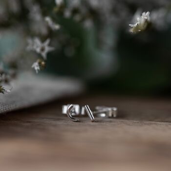 Mismatched Silver Studs Semi Circle And Dash, 2 of 4