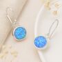 Sterling Silver Blue Opal Drop Earrings – October Birthstone, thumbnail 1 of 8