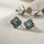 Oxidised Silver Labradorite Clover Stud Earrings, thumbnail 1 of 3