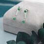 Sterling Silver Double Emerald Green Cz Ear Jacket, thumbnail 7 of 11