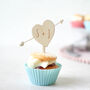 Personalised Heart Wooden Cupcake Topper With Initials, thumbnail 1 of 4