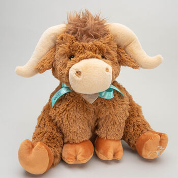 Highland Longhorn Cow 23cm With Personalised Engraved Heart Tag, 2 of 5