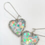Disco Heart Earrings With Silver Sparkles, thumbnail 12 of 12