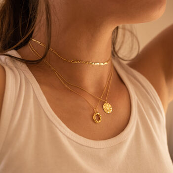 14 K Gold Plated Silver Circle Necklace For Women, 3 of 7