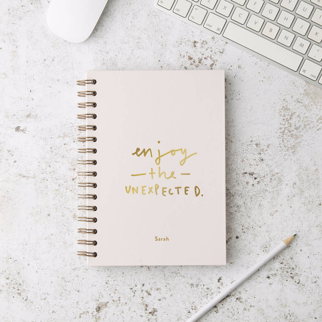 Enjoy The Unexpected Hardback Personalised Notebook By Old English ...